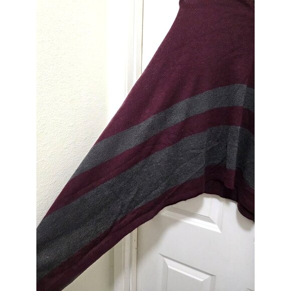 Celeste Burgundy & Gray Wool/Cashmere Blend Poncho Size One Size - Picture 4 of 6